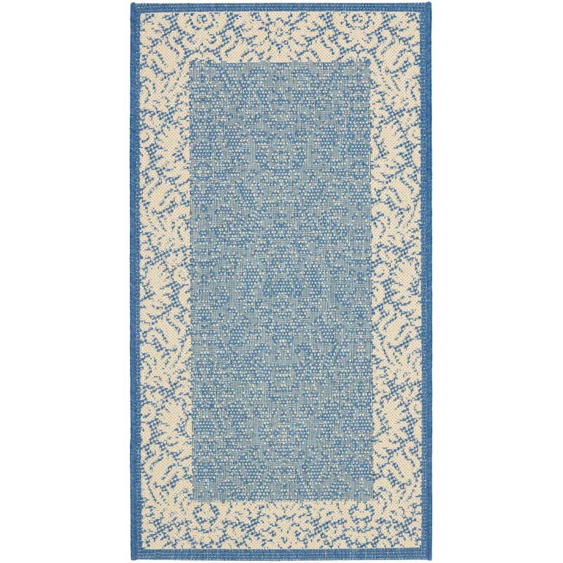 SAFAVIEH Courtyard Peggie Indoor/ Outdoor Patio Backyard Rug - 2' x 3'7" - Blue/Natural