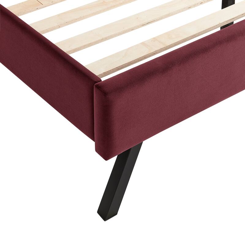 Studio Living Ashton Queen Upholstered Bed in Velvet Fabric