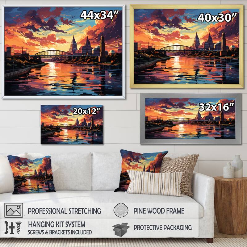 Designart "Orange Blue City St. Louis City" Cityscapes Wall Decor