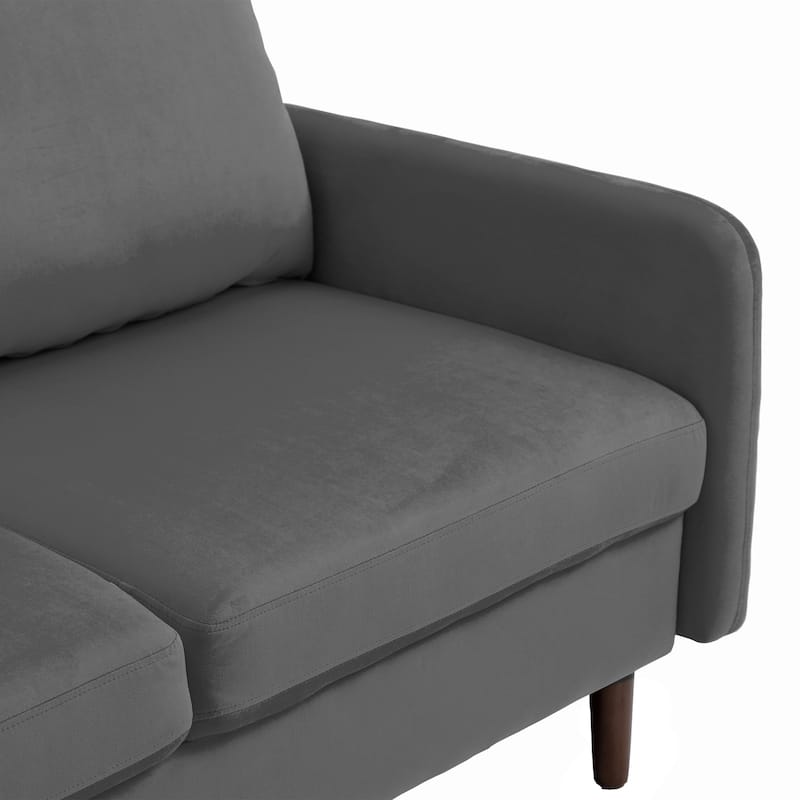 Velvet Loveseat Sofa With Wood Legs