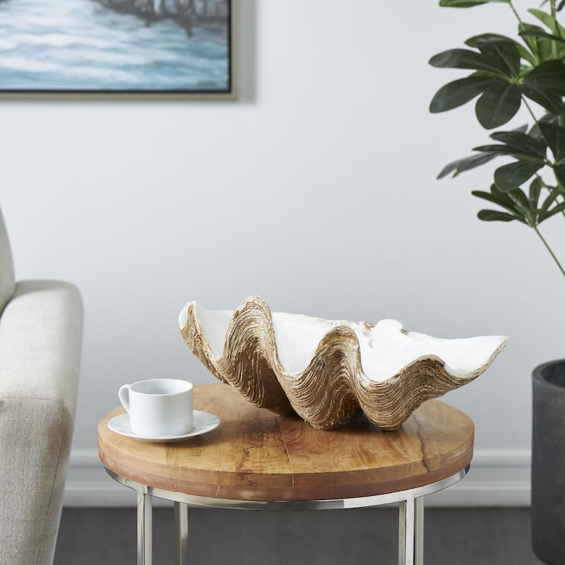 Polystone Shell Decorative Decorative Bowl - White - Roche River Decor