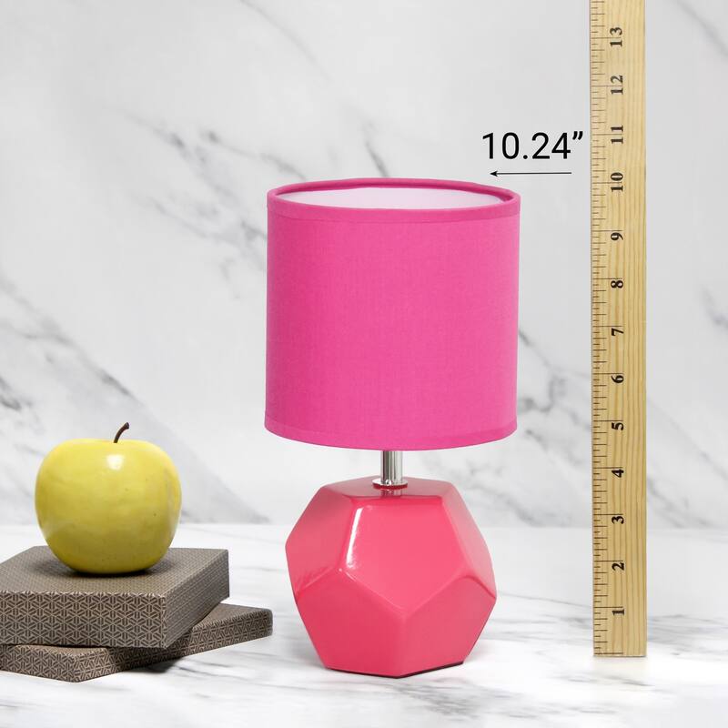 Geometric Table Lamp With Long Drum Shade - 10.25" - Pink