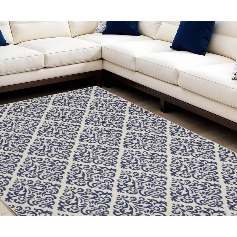 Lizo Power Loomed Area Rug By HomeRoots - 118' X '94' X '0.5 - 118' X '94' X '0.5 - Oxford Blue - Rectangle