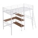 preview thumbnail 10 of 12, Space-Saving and Multifunctional Design Metal Loft Bed with Built-in Desk and Shelves, Twin Size, White