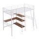 preview thumbnail 10 of 12, Twin Size Metal Loft Bed with Built-in Desk and Shelves, White - Space-Saving Design, Modern Style, Solid Construction