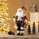 preview thumbnail 1 of 92, Glitzhome 18"H Faux Fur Christmas Santa Figurines with Porcelain Face