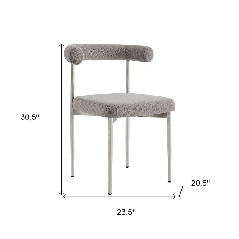 HomeRoots Set of Two Gray And Silver Upholstered Polyester Open Back Dining Side Chairs