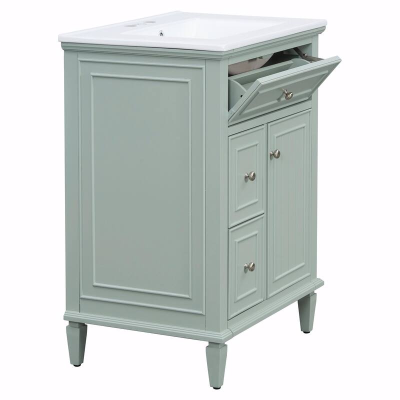 24" Bathroom Vanity with Sink, Bathroom Vanity Cabinet with One Flip Drawer and Two Drawers, Adjustable Shelf