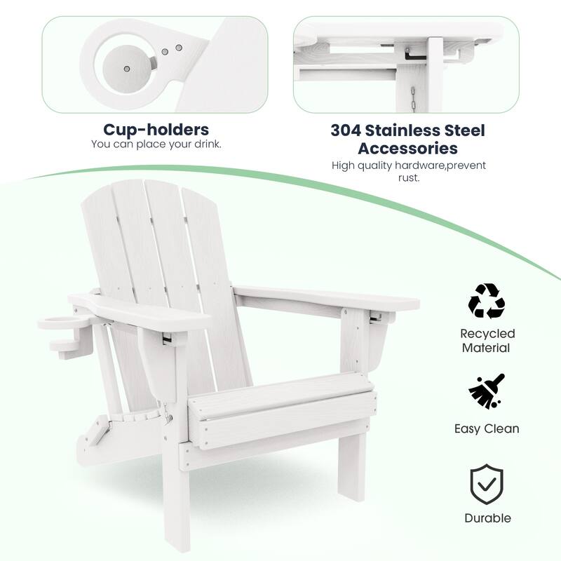 5-Piece Adjustable Plastic Patio Adirondack Chairs With Side Table Set