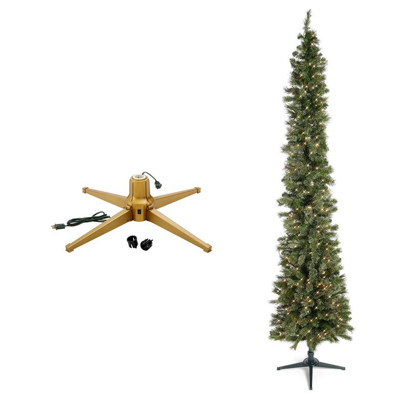 Home Heritage Rotating Tree Stand Base w/Stanley 9' Skinny Pencil Christmas Tree - 22.37