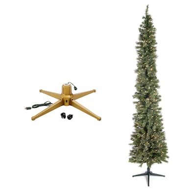 Home Heritage Rotating Tree Stand Base w/Stanley 9' Skinny Pencil Christmas Tree - 22.37