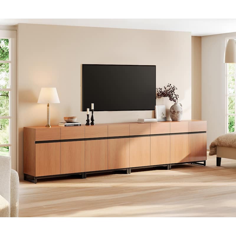 Modern TV Stand for TVs up to 120 inch, 4 in 1 TV Console with Adjustable Shelves, Media Console Table - 4 piece - Mocha