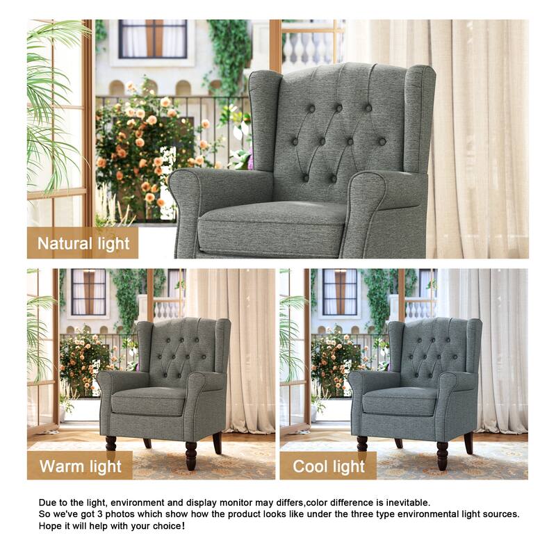 Tufted Wingback Upholstered Accent Chair for Living room