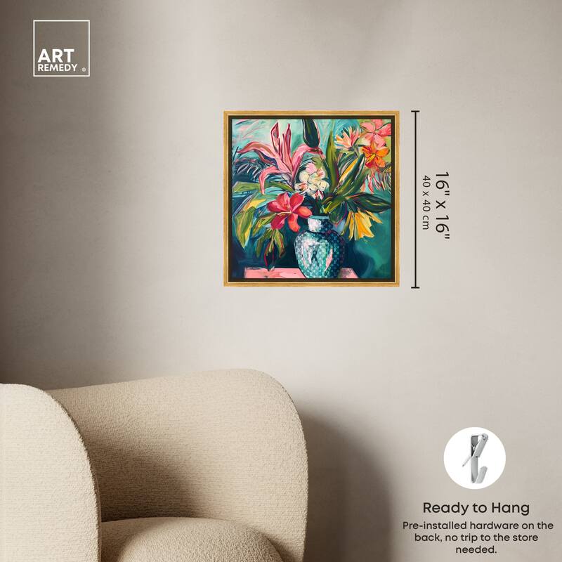 Art Remedy Vase Of Tropical Flowers Framed Flowers In Vase Paintings
