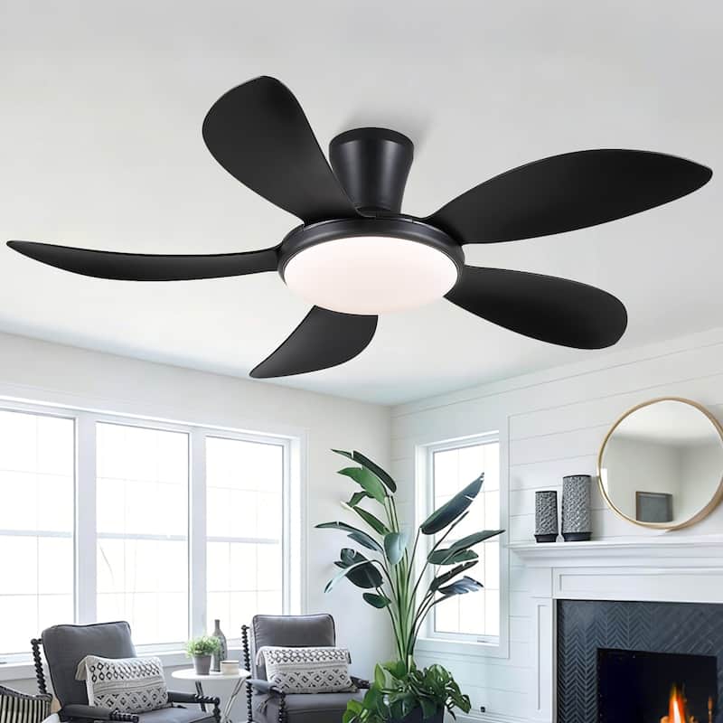 48 Inch Flush Mount DC Ceiling Fan with Lights, 5 Reversible Blades,3 CCT LED with Remote and APP Control,Energy Saving