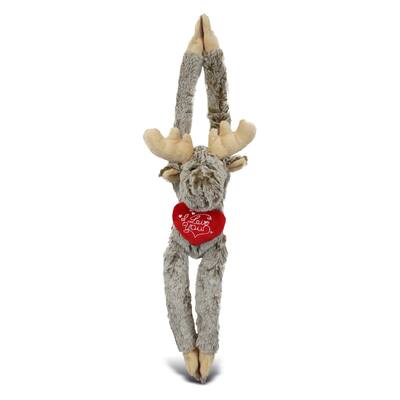DolliBu I LOVE YOU Plush Hanging Moose with Heart - 21 Inches
