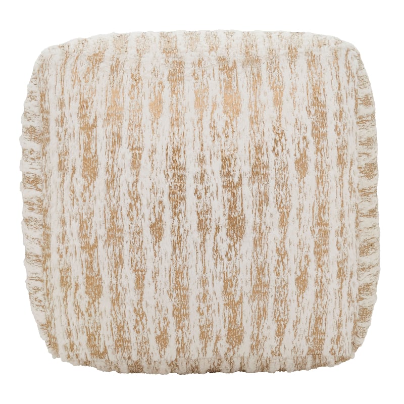 Faux Fur Pouf With Foil Print Design
