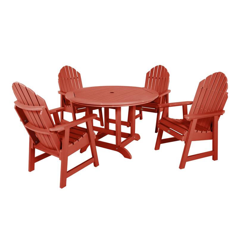Hamilton 5-piece Outdoor Dining Set - 48" Round Table, Dining-height - Rustic Red