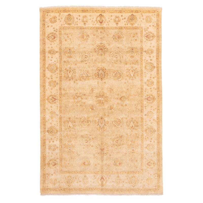 ECARPETGALLERY Hand-knotted Chobi Twisted Khaki Wool Rug - 6'0 x 8'11