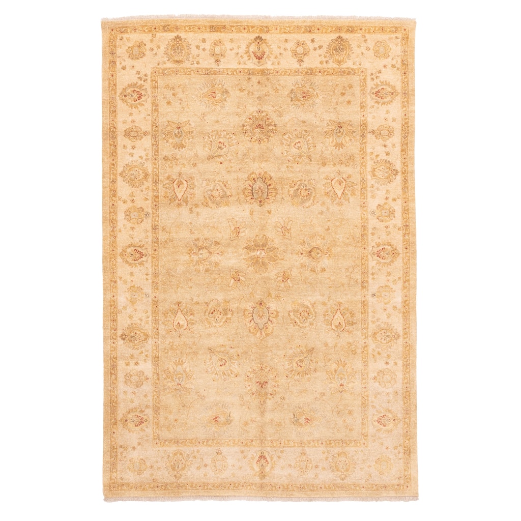 ECARPETGALLERY Hand-knotted Chobi Twisted Khaki Wool Rug - 6'0 x 8'11