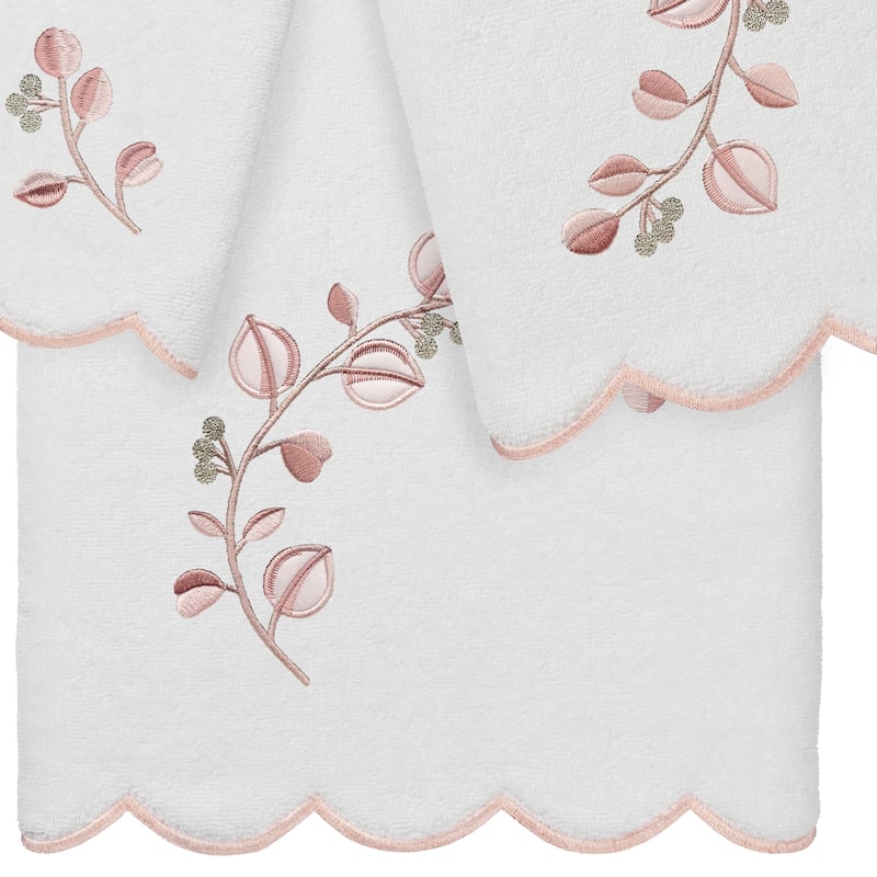 Authentic Hotel and Spa 100% Turkish Cotton WILD BRANCH Scallop Embellished Towel Collection