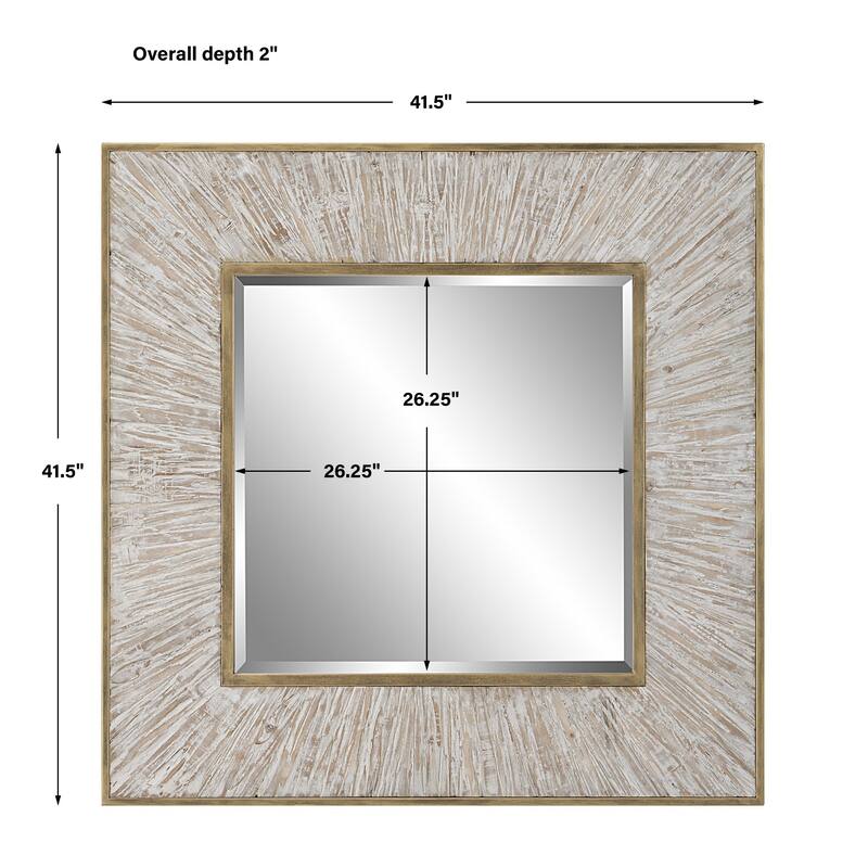 Weathered Style Square Wall Mirror - 41.5" - Whitewash Finish