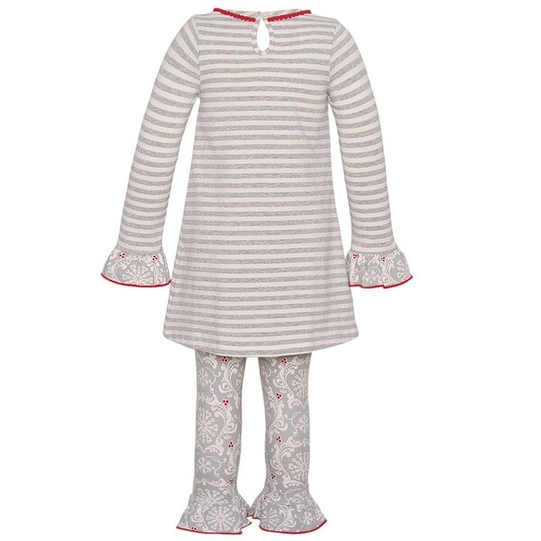 Bonnie Jean Little Girls 2T-6X Pink//Green Flower Applique Dress-Legging Set