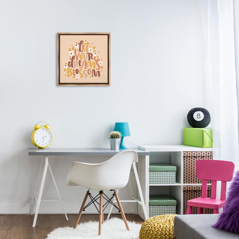 Stupell Earthy Let Your Dreams Blossom Framed Floater Canvas Wall Art Design By Sarah Hickman