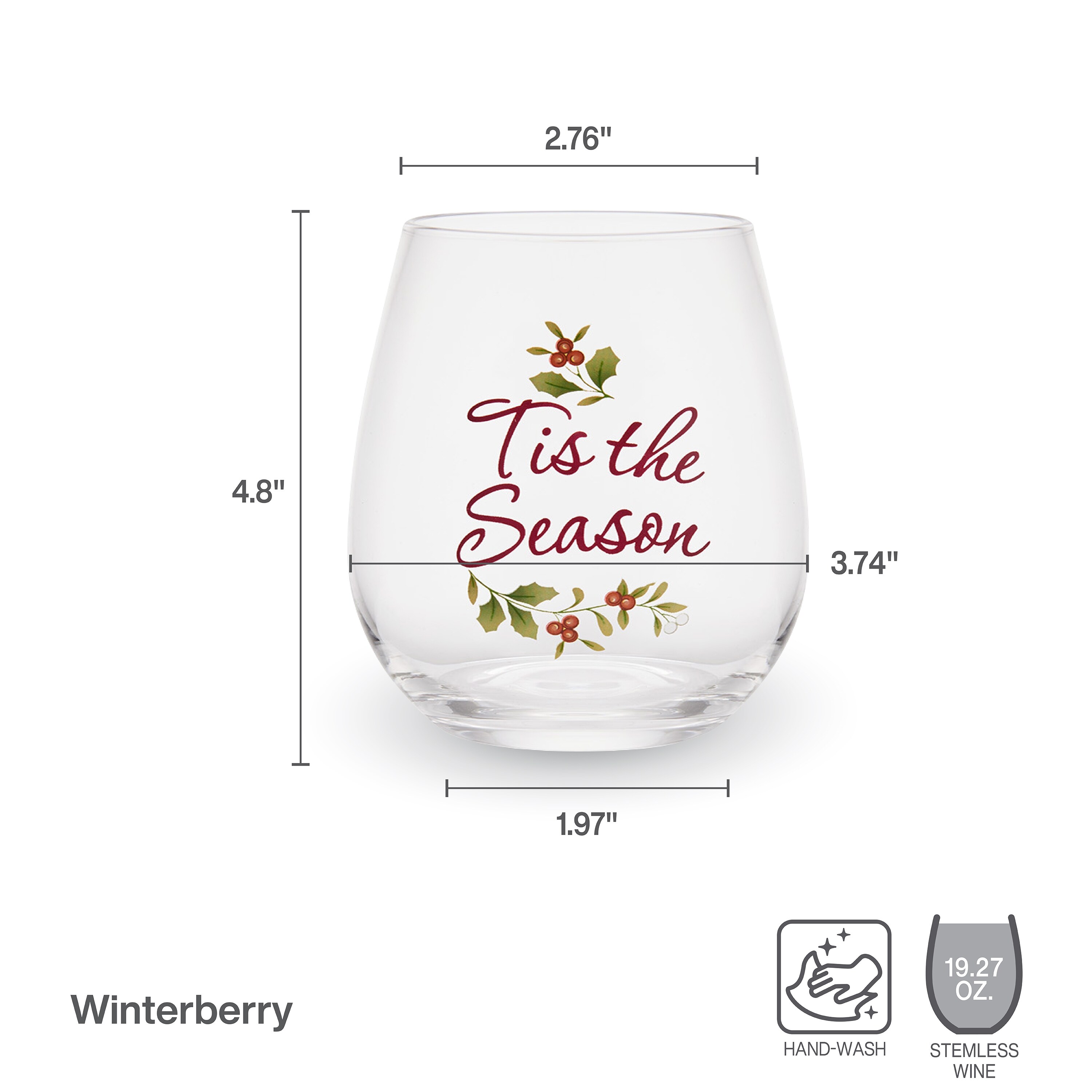 Pfaltzgraff Winterberry 19-oz. Stemless Wine Glasses Set of 4