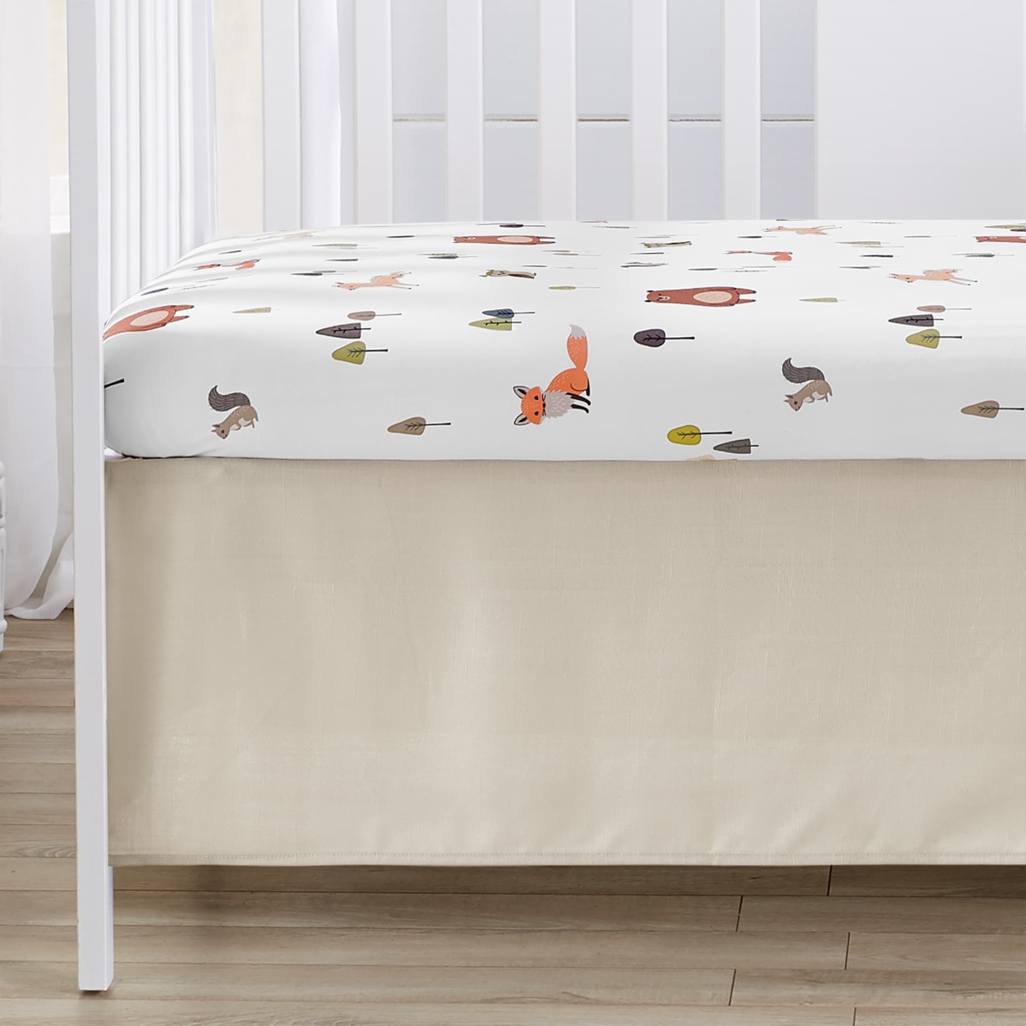 Sweet Jojo Designs Woodland Animals Boy Girl Gender Neutral 3p Nursery Crib Bedding Set Green Beige Watercolor Animal Brown Bear