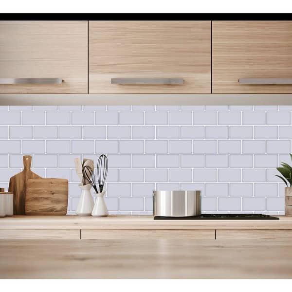 10-Sheet Peel And Stick Backsplash Tile - White Stone Composite, Waterproof & Heat Resistant (11.3" X 11.5")
