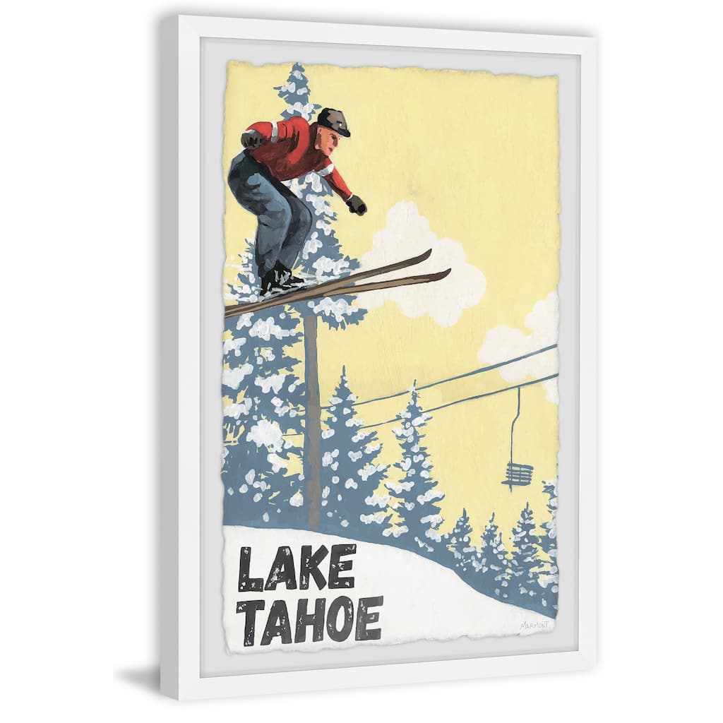 'Ski Jump at Lake Tahoe' Framed Painting Print