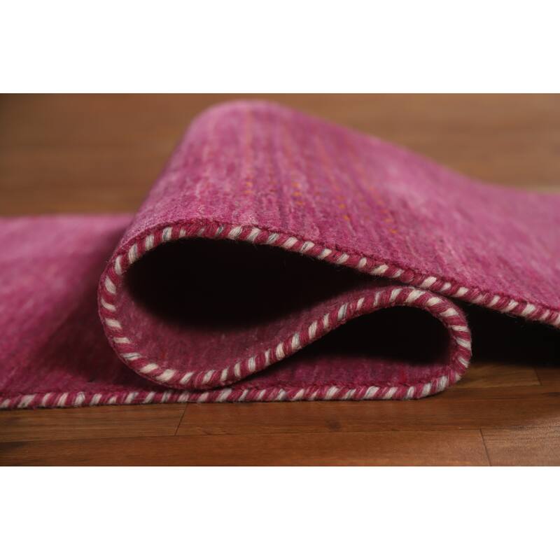 Violet Tribal Gabbeh Indian Runner Rug Handmade Wool Carpet - 2'4" x 9'8"