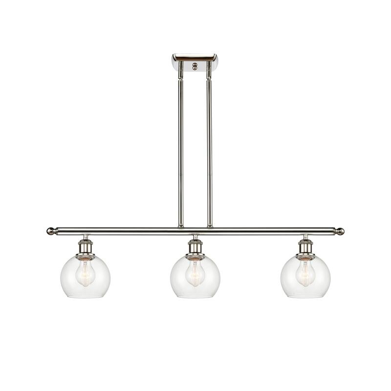 Innovations Lighting Athens 3 Light 36" Island Light - 6" Shade - Clear/Polished Nickel