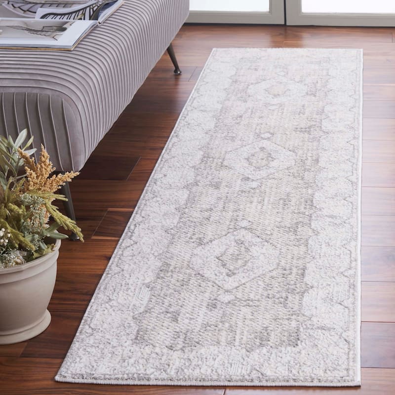 SAFAVIEH Easton Meentje Oriental Rug - 2' x 8' Runner - Ivory/Grey