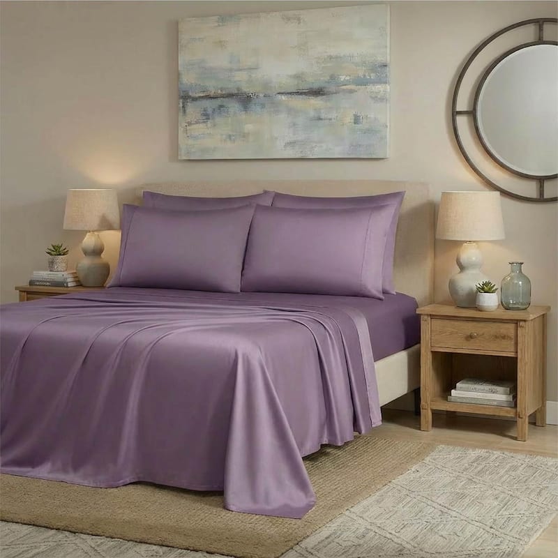Thomasville 1500 Thread Count Purple 6 Piece Premium Cotton Rich Sateen Sheet Set