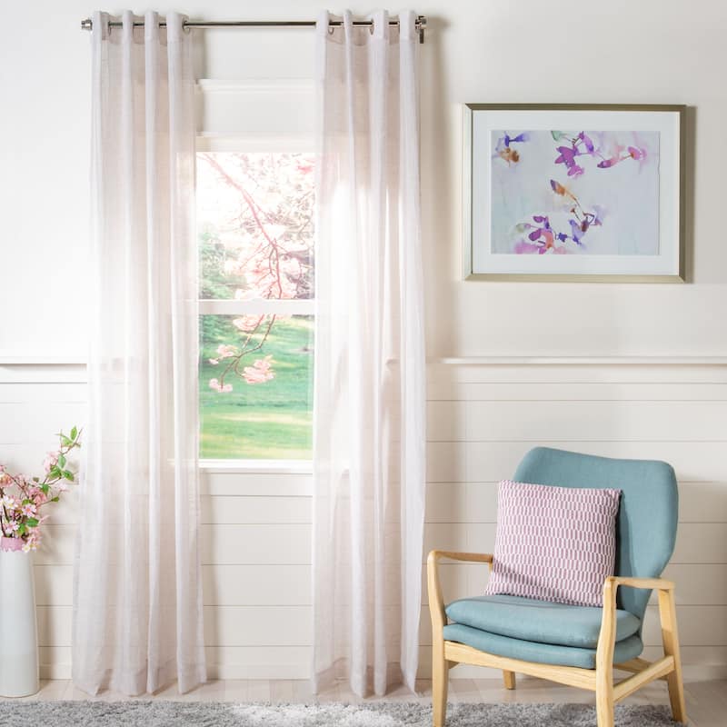 SAFAVIEH Raila Sheer Window Curtain Panel - 52Wx96L - Beige