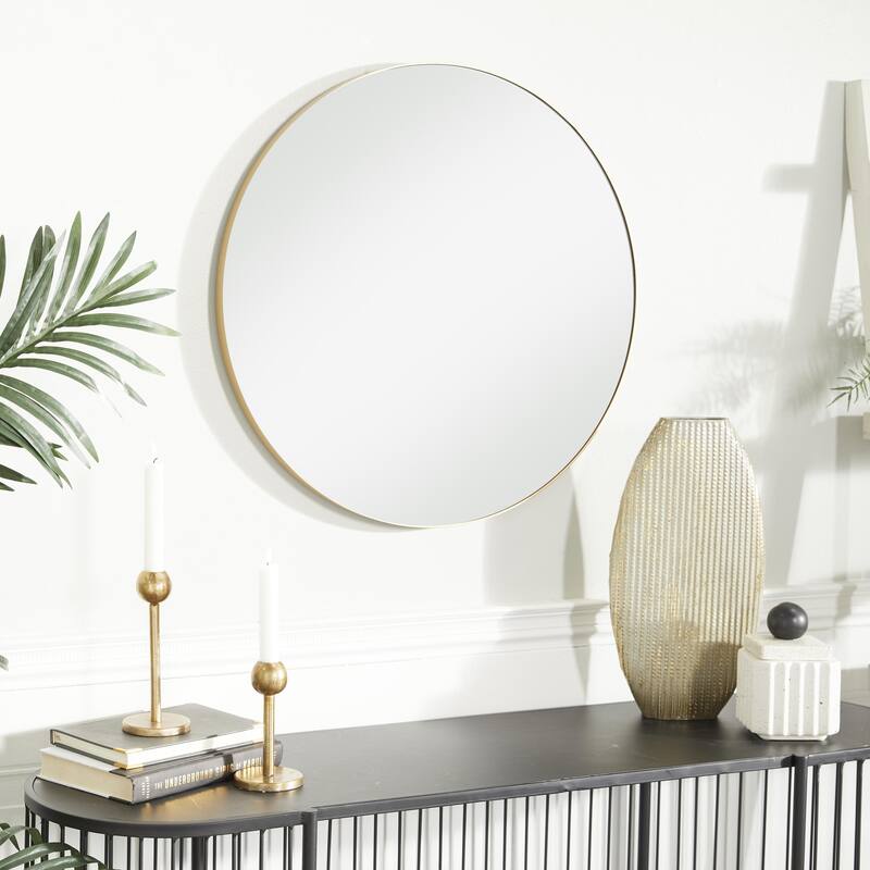 Black, White or Gold Wood Wall Mirror with Thin Frame
