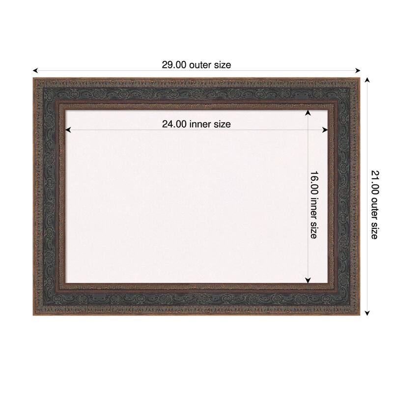 Attic Aged Bronze Wood Framed Cork Board - Bulletin Board, Organization Board, Pin Board - White - 29 x 21 in