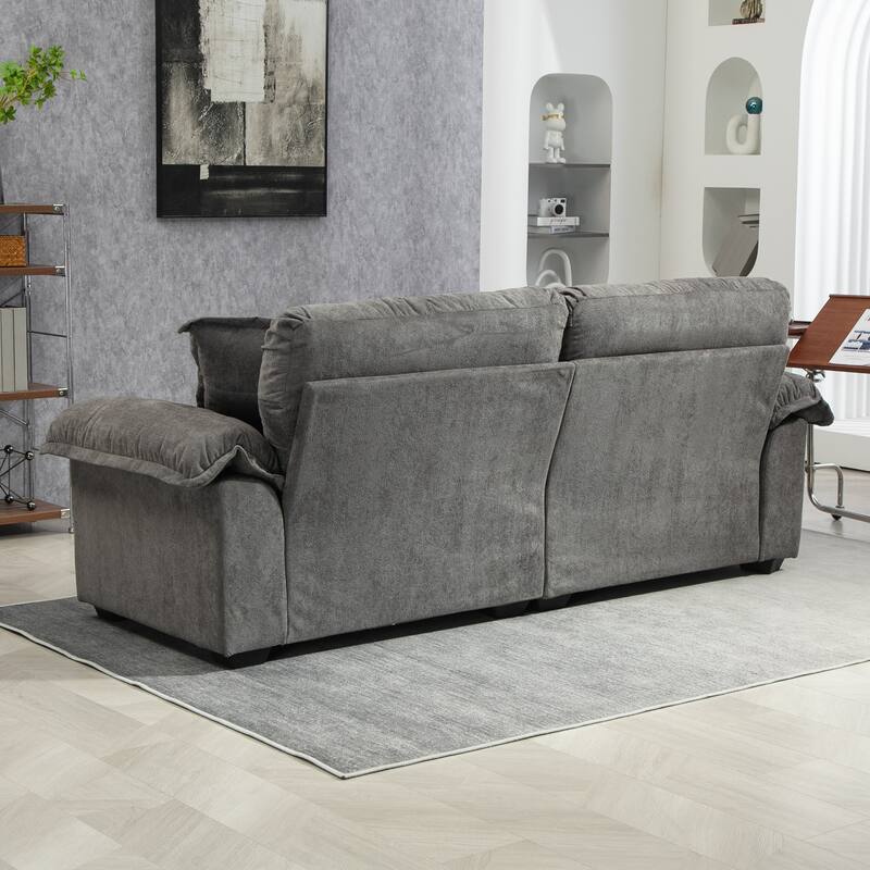 Small Sofa Loveseat Deep Seat Sofa Couch with 2 Throw Pillows, 2-Seater Settee with Pillow Top Armrests