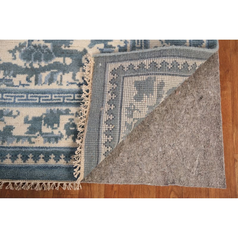 Art Deco Indian Square Rug Hand-Knotted Wool Carpet - 8'1" x 7'11"