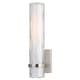 preview thumbnail 1 of 8, Vilo 1-Light 4.25 in. W Satin Nickel Bathroom Vanity Lighting Fixture, Clear Water and White Frosted Glass, Wall Mount Sconce 4.25-in W x 13.5-in H x 4-in D - Satin Nickel