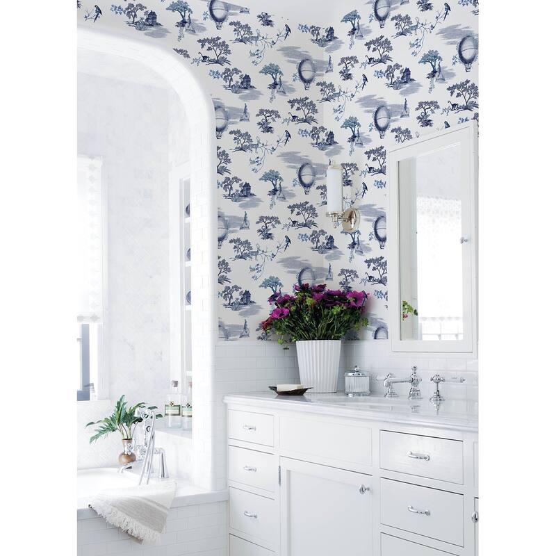 NuWallpaper Whimsy Navy Fairytale Toille Novelty Peel & Stick Wallpaper