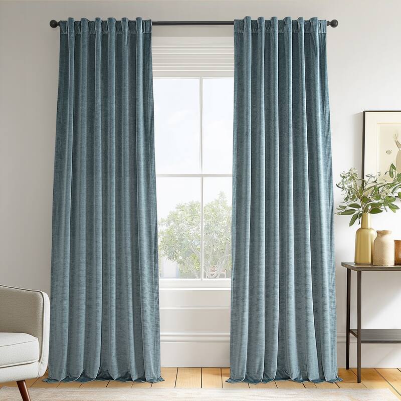 Exclusive Fabrics Ravello Burnout Velvet Curtains (1 Panel) Room Darkening Curtains For Bedroom & Living Room Curtains