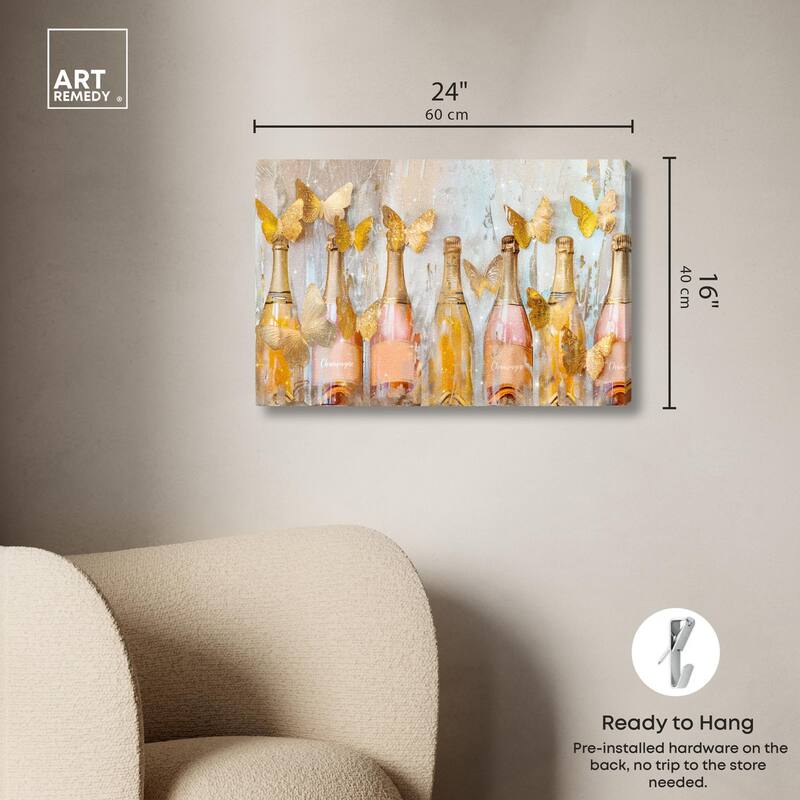 Golden Bright Campagne Line Canvas by Art Remedy, Gallery Wrapped