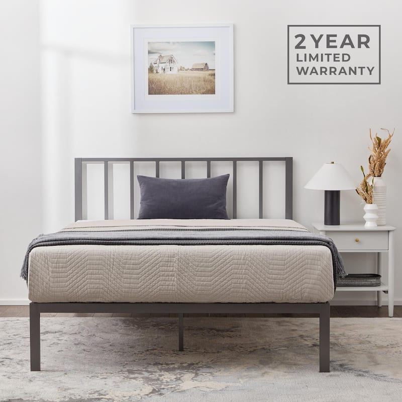 Brookside Lori Metal Platform Bed with Vertical Bar Headboard