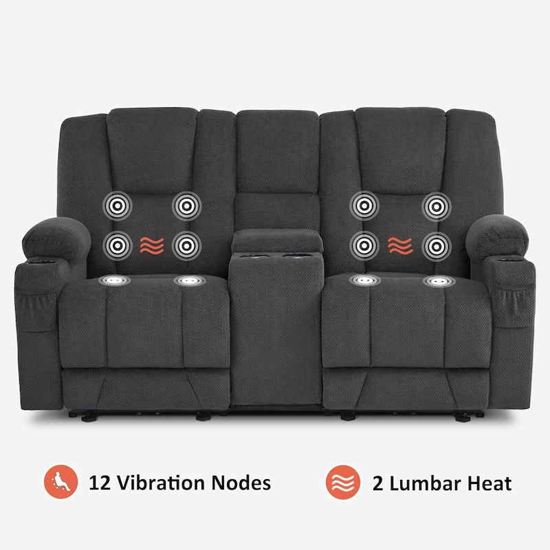 MCombo Electric Power Reclining Sofa with Massage and Lumbar Heat, Fabric 6015/6025/6035/6045