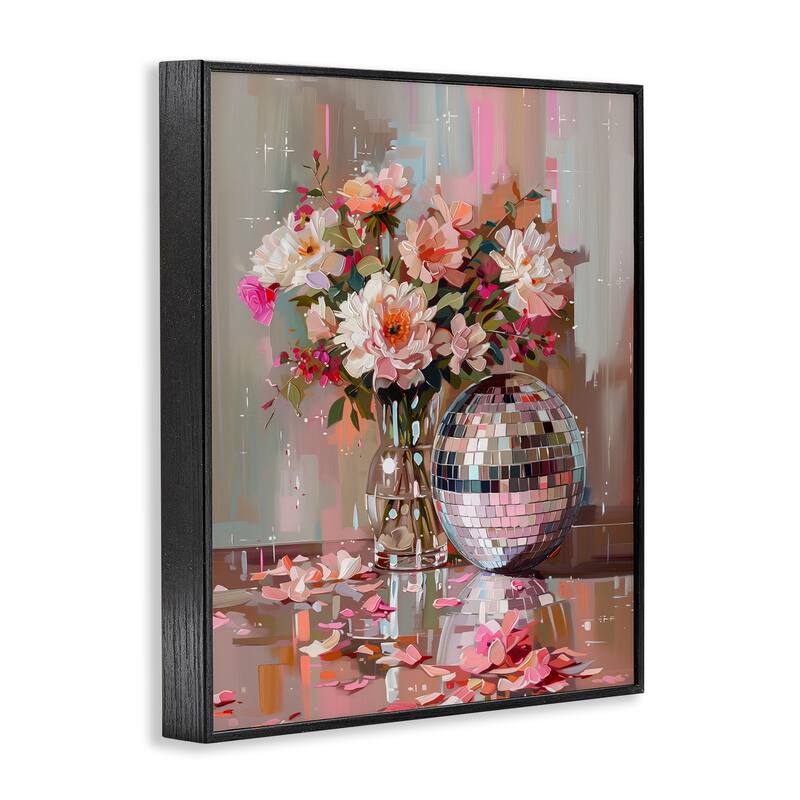 Stupell Disco Ball & Flowers Still Life Framed Giclee Art Design By Arlington Prints