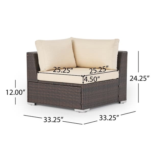 dimension image slide 2 of 15, Christopher Knight Home Santa Rosa Outdoor 7-piece Wicker Seating Sectional Set