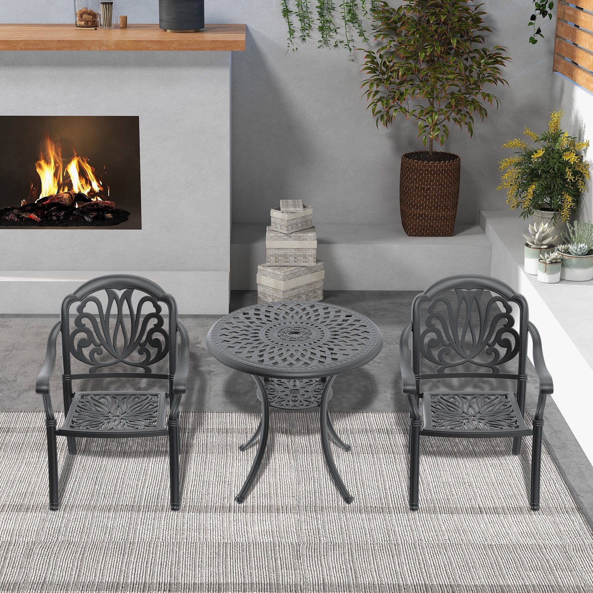 Cast aluminum patio sales furniture with sunbrella cushions